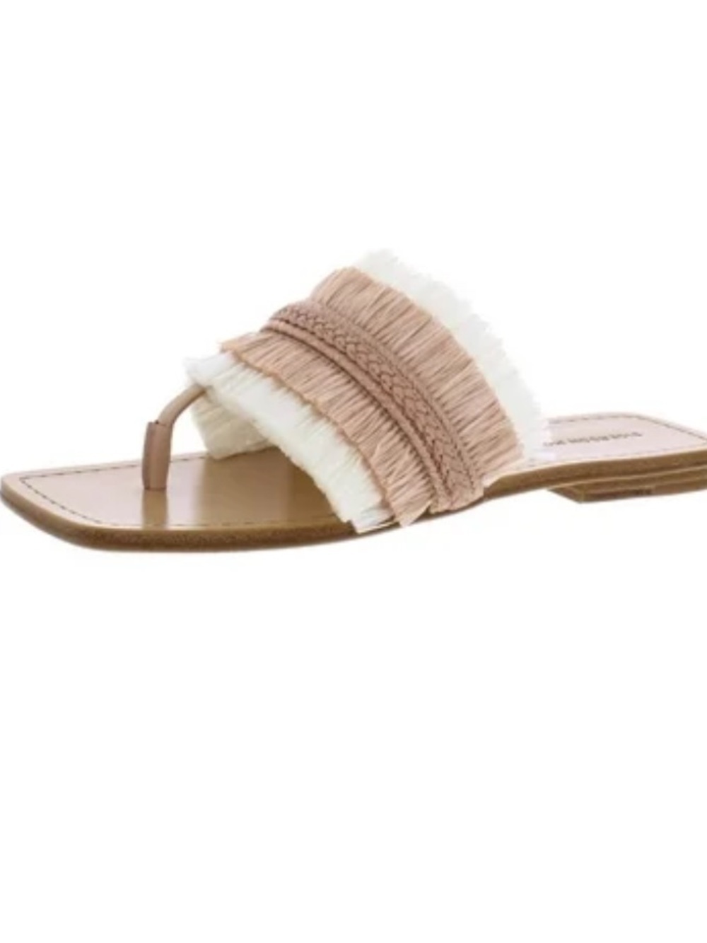 Sigerson Morrison Avis Raffia Pink Nude White Fringe Fancy Sandals Size 10.5